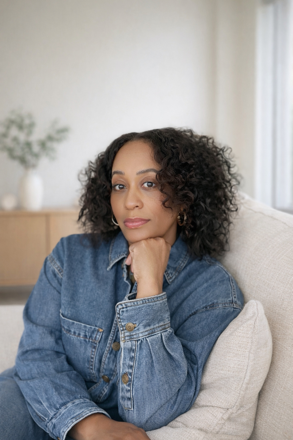 Jessica Avila, licensed therapist and consultant, seated in a calm, light-filled space.