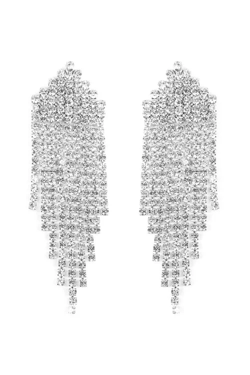 Earrings - Triangular Rhinestone (Silver)