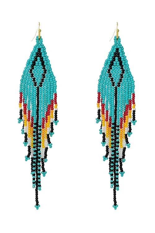 Earrings - Turquoise Seed Bead (Aztec Short)