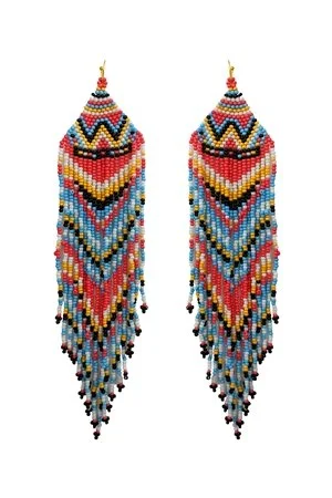 Earrings - Seed Bead (Aztec Long)