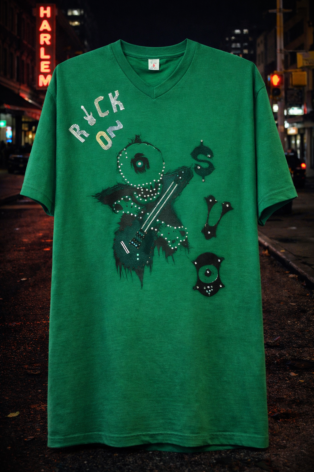 'Rock On' Electric Green Graphic Tee
