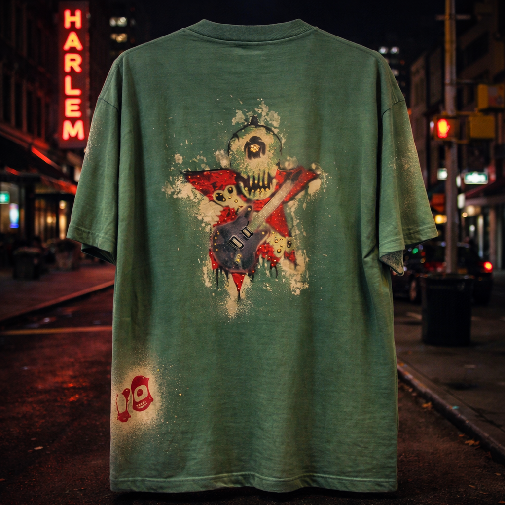 Edgy Skull and Guitar Graphic T-Shirt