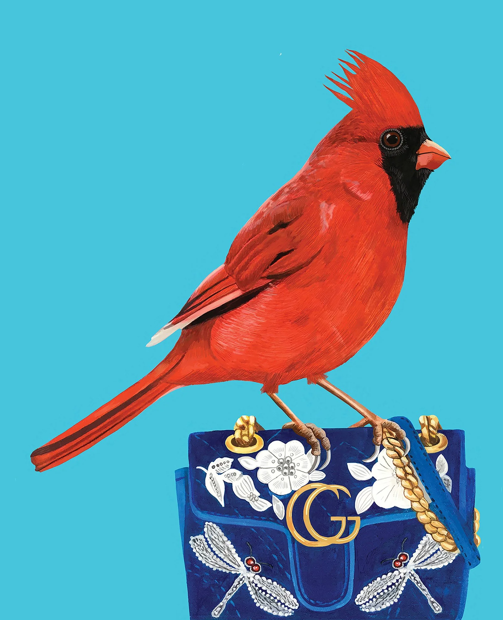 Red Cardinal on Gucci ( originally a painting)