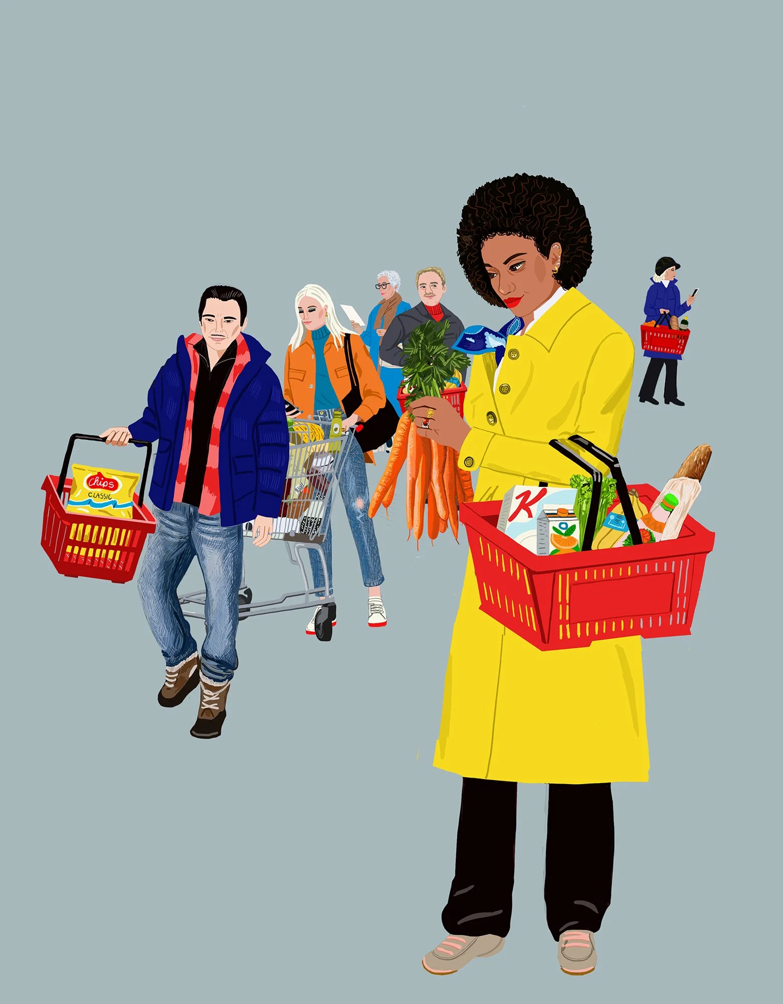 Shopping for groceries illustration