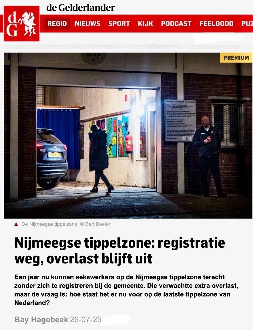 Nijmeegse tippelzone: registratie weg, overlast blijft uit