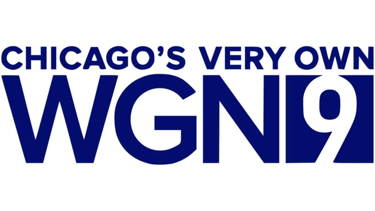 Logo of WGN TV with the text 'Chicago's Very Own WGN' in bold blue letters.