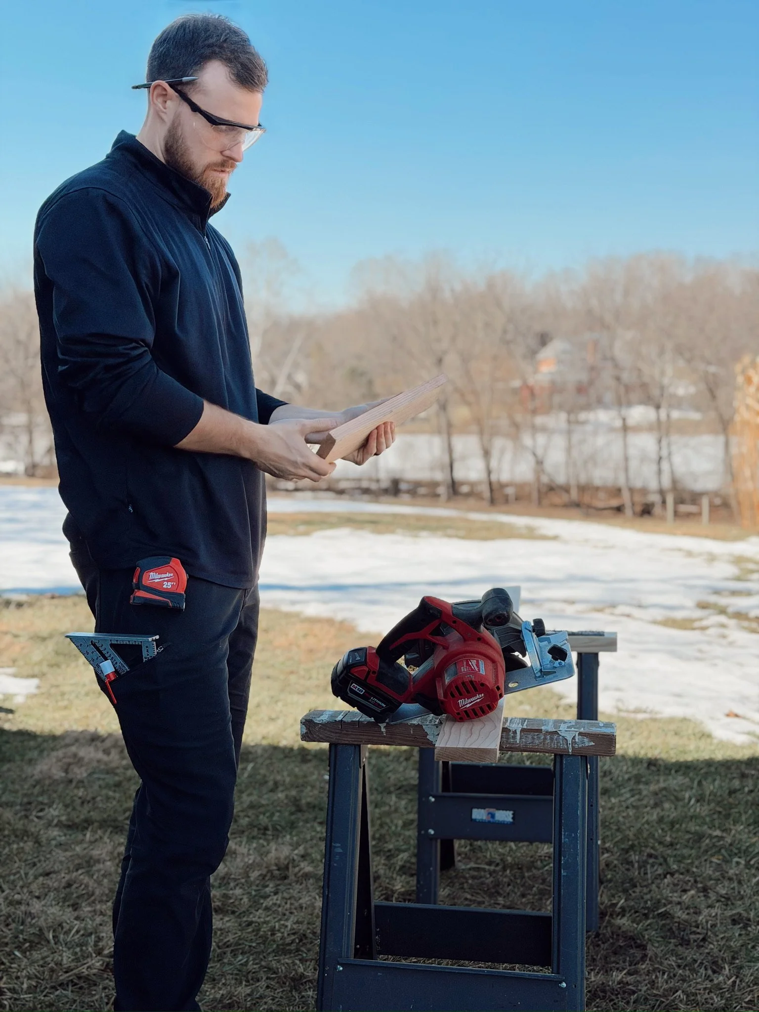 Cade discussing project details with a homeowner to ensure personalized service.