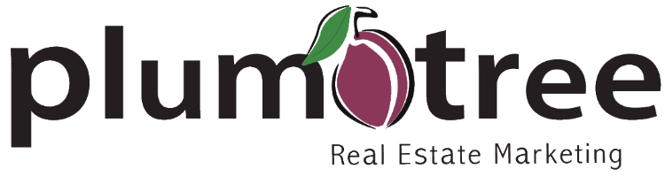 Logo for Plumtree Real Estate Marketing with a purple plum and green leaf design.
