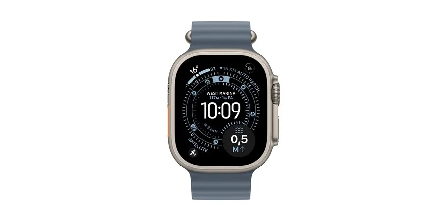 Apple Watch Ultra 3 GPS + Cellular 49mm Cassa Titanio with Anchor Blue Ocean Band, OLED, Touch screen, 64 GB, Wi-Fi, GPS (satellitare), 61,6 g