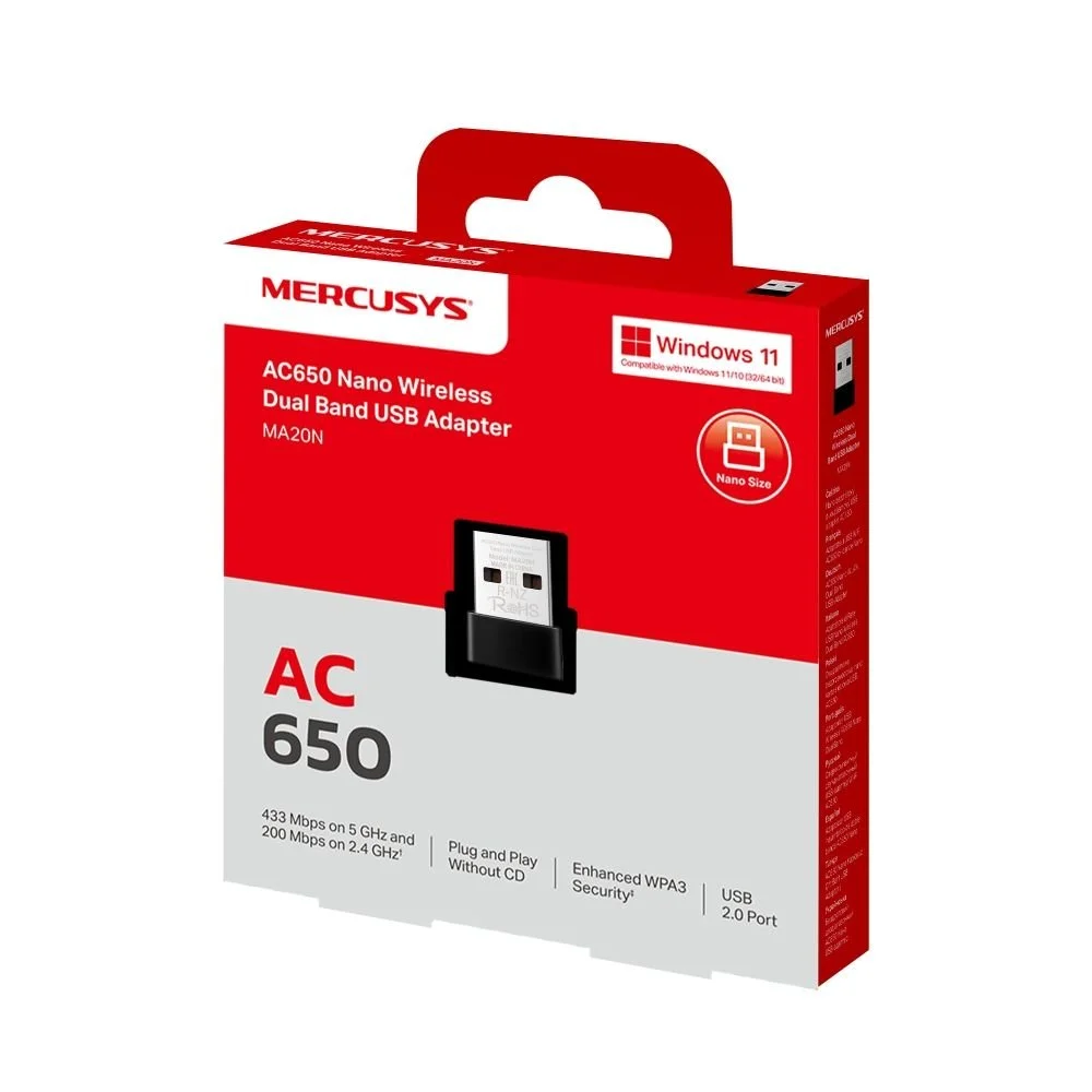 Mercusys Nano Scheda Wireless Dual Band AC650 USB