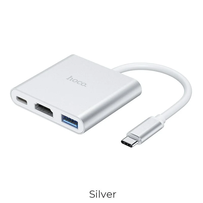 Hub type C/1x USB 3.0/HDMI/PD HB14 silver