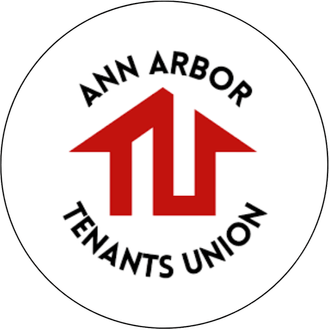 Ann Arbor Tenants Union logo with red house icon and black text on a white background.