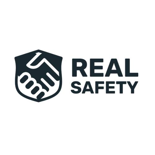 Logo with a handshake inside a shield and the words "Real Safety"