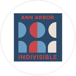 Ann Arbor Indivisible logo with geometric shapes in blue, red, and white, and the text 'Ann Arbor Indivisible'.