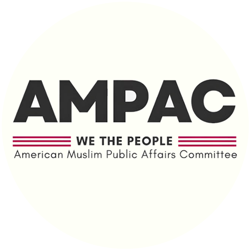 Logo for the American Muslim Public Affairs Committee (AMPAC) with slogan 'We the People'.