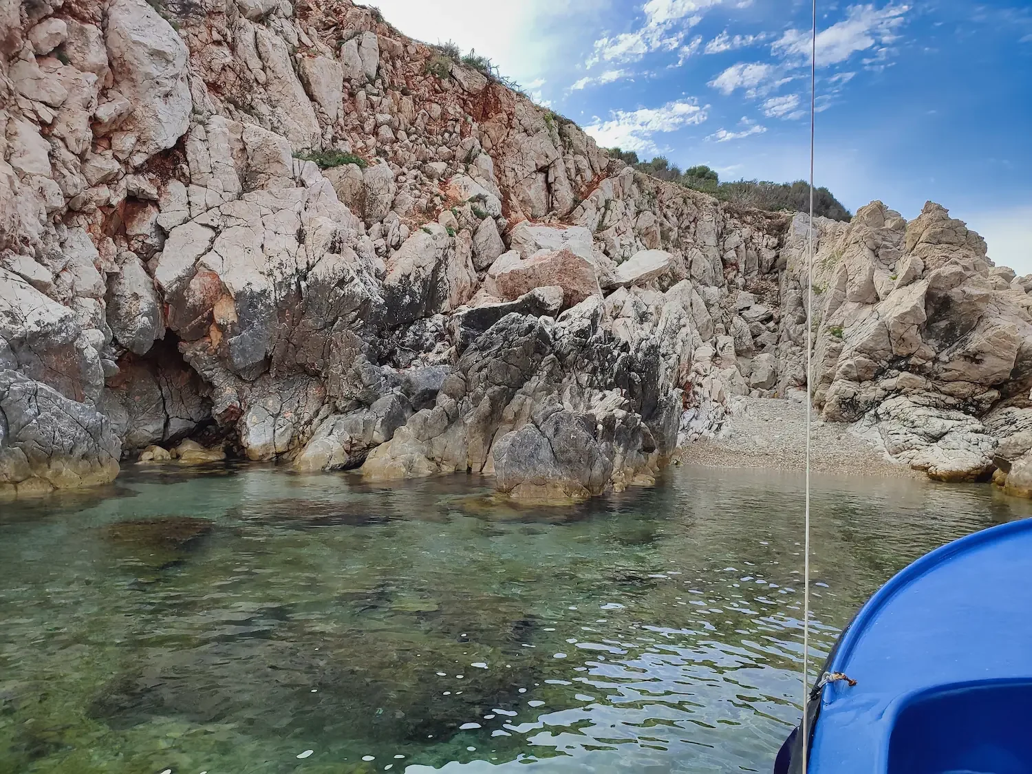 Hidden rocky cove near Cavtat accessible only by a small rental boat. Local Boats Cavtat