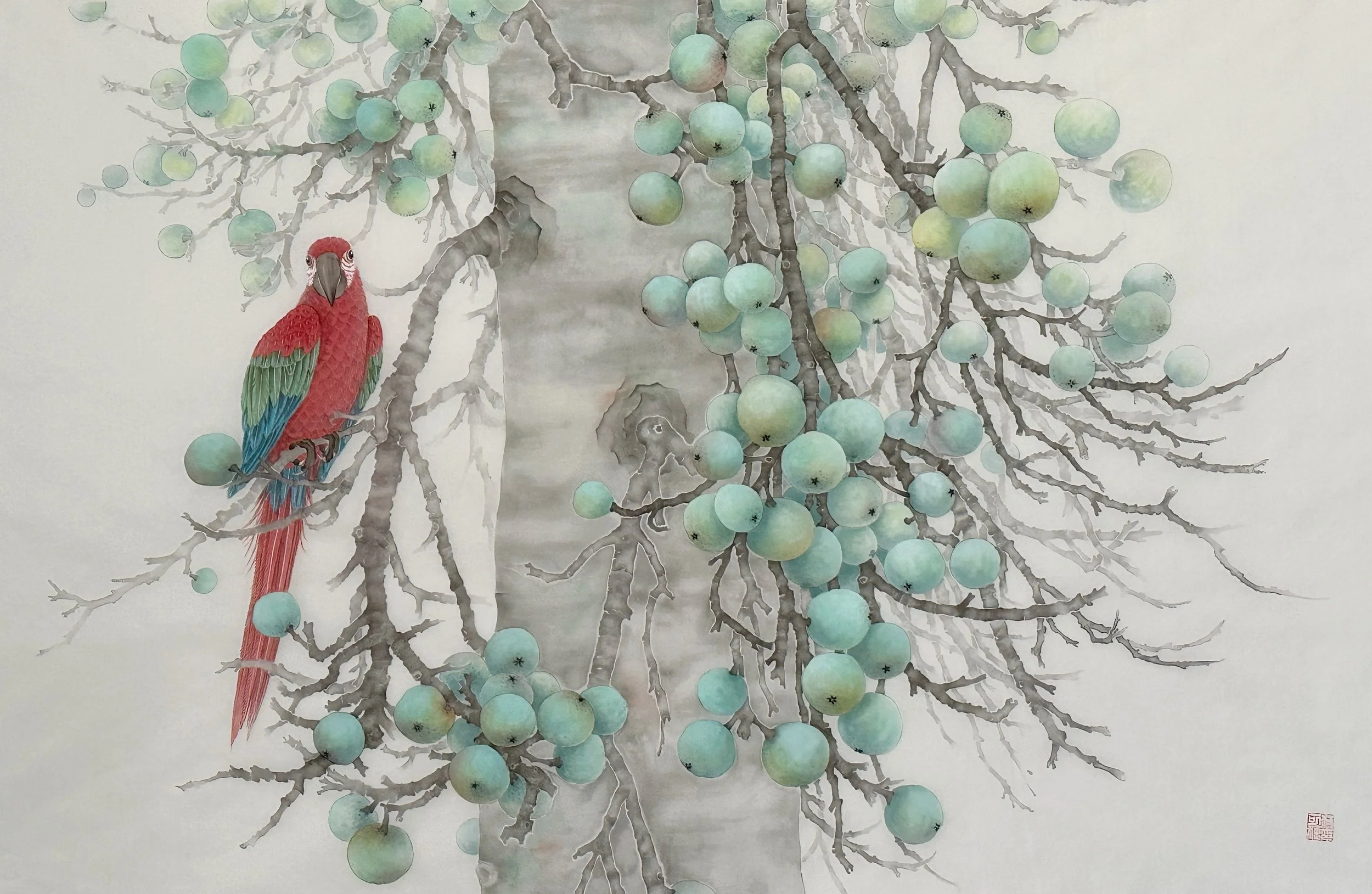 Balance--
ink and colour on silk/
30 x 20 in/ 76 x 50.5 cm/
2024