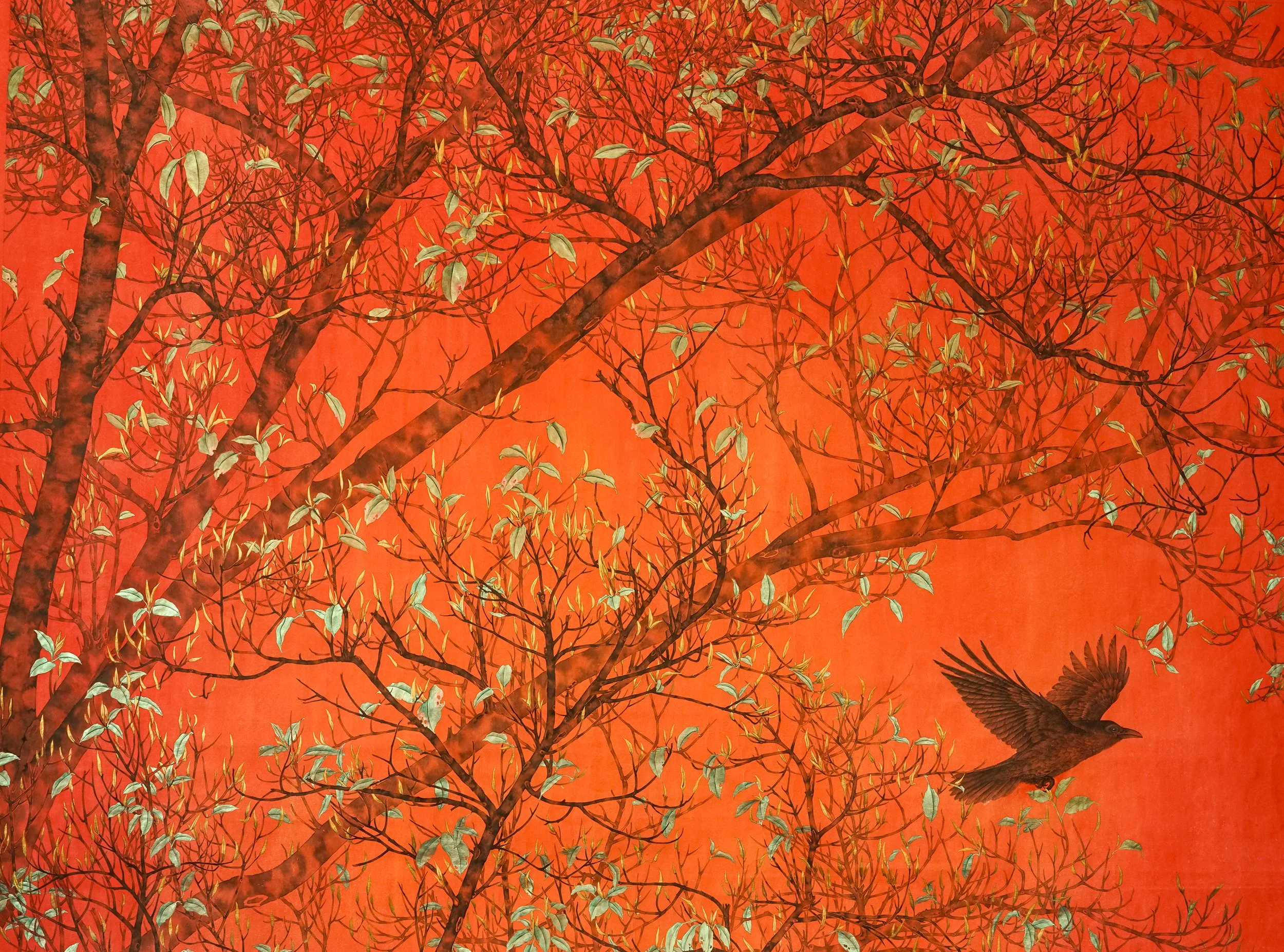 Early Spring Tree--早春的树
 ink and colour on Xuan paper/
63 x 47 in/160 x 120 cm/
2026