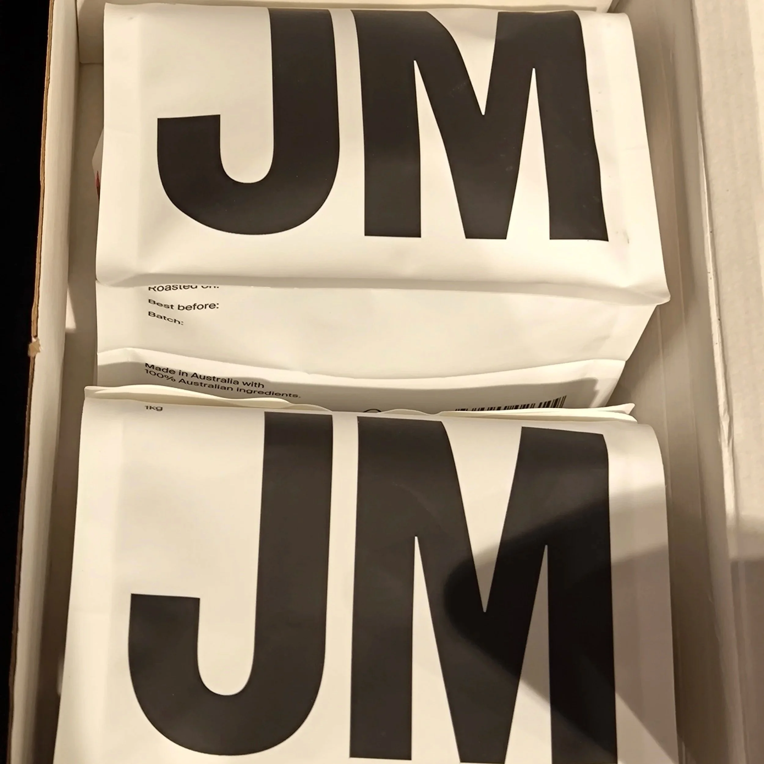 two packages of Australian green coffee from Jack Murat
