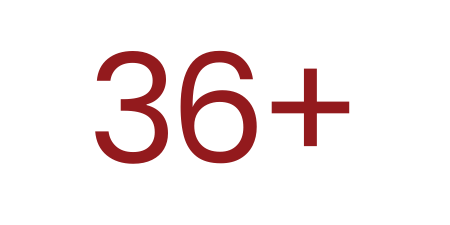 Graphic showing the number 36 and a plus sign