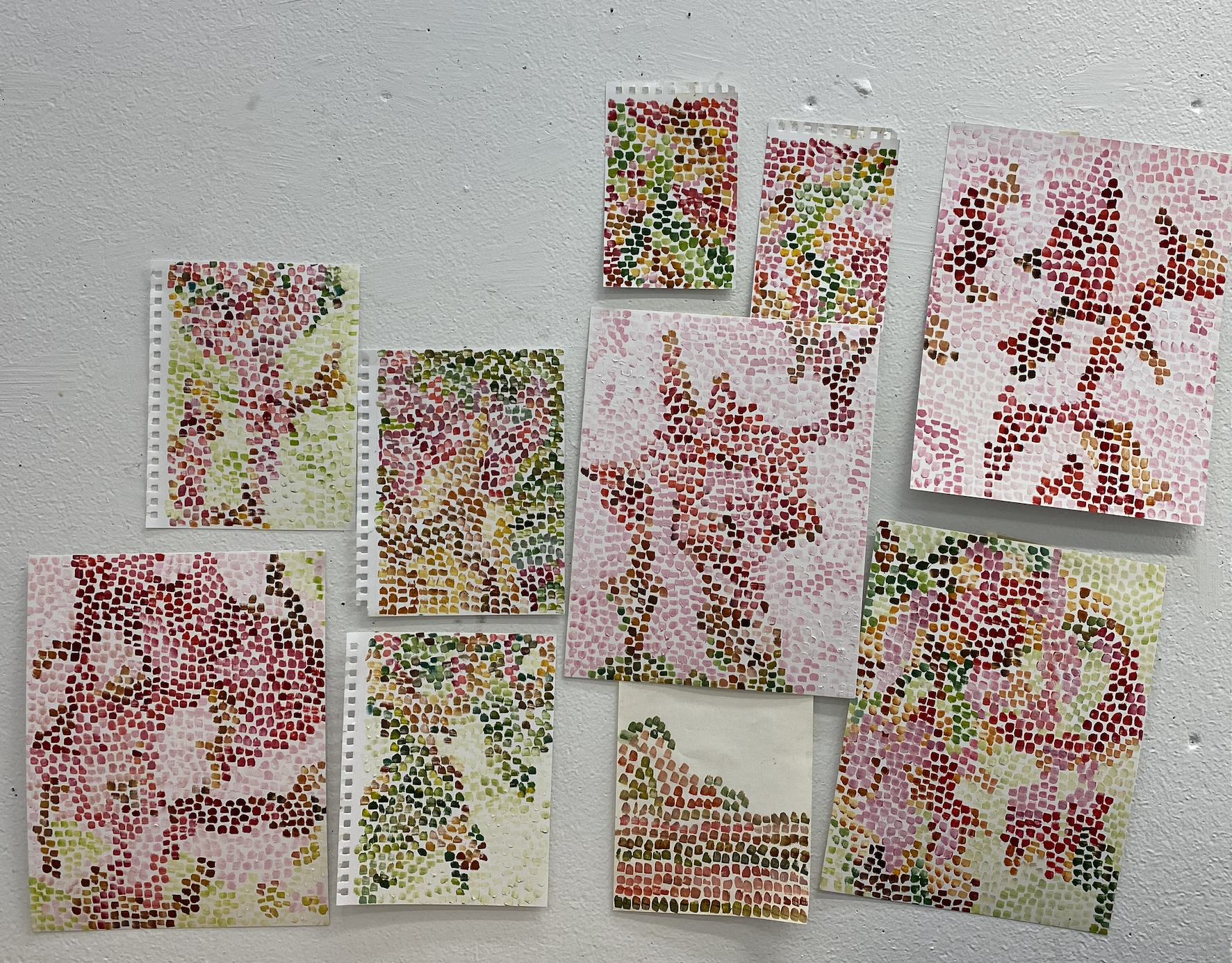 study in pink, acrylic and oil on paper