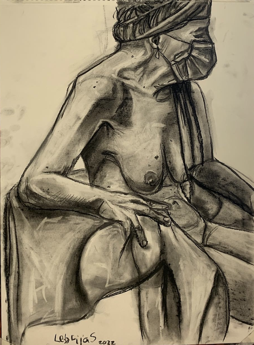 viejita, charcoal on paper, 2022