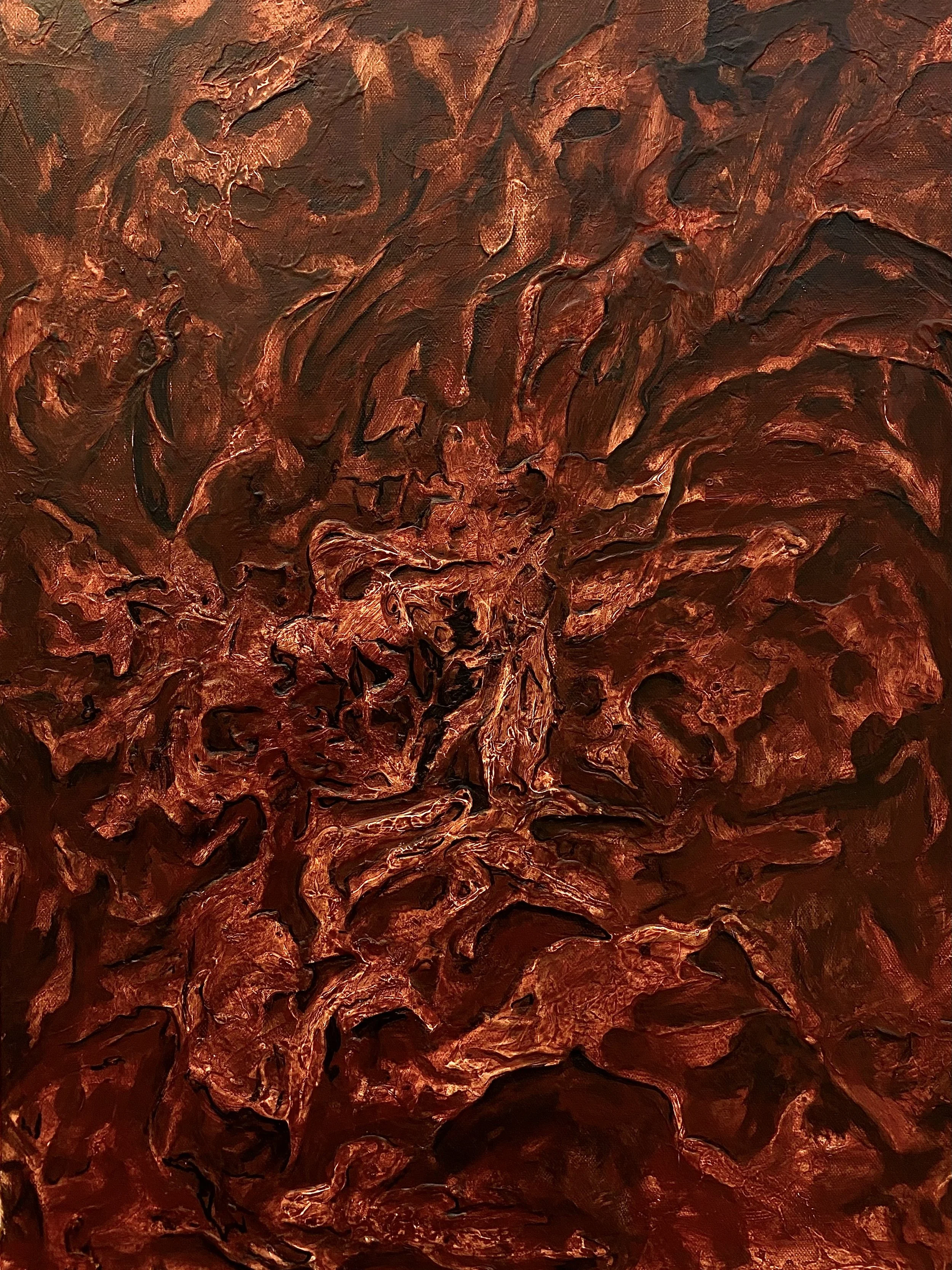 carne, acrylic mediums on canvas