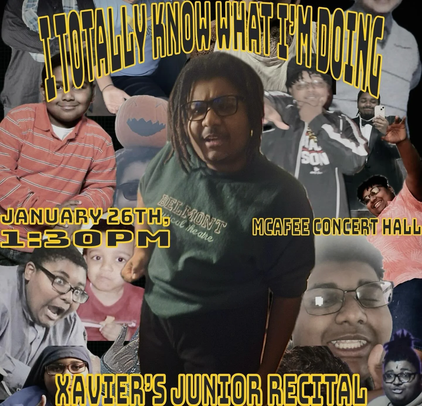 it&rsquo;s almost time for my junior recital, and I TOTALLY know what i&rsquo;m doing!🕺🏾 Come on down to McAfee Concert Hall on January 26th at 1:30pm or stream it live on Facebook! I&rsquo;ll be accompanied by the amazing Randy Craft, and joined b