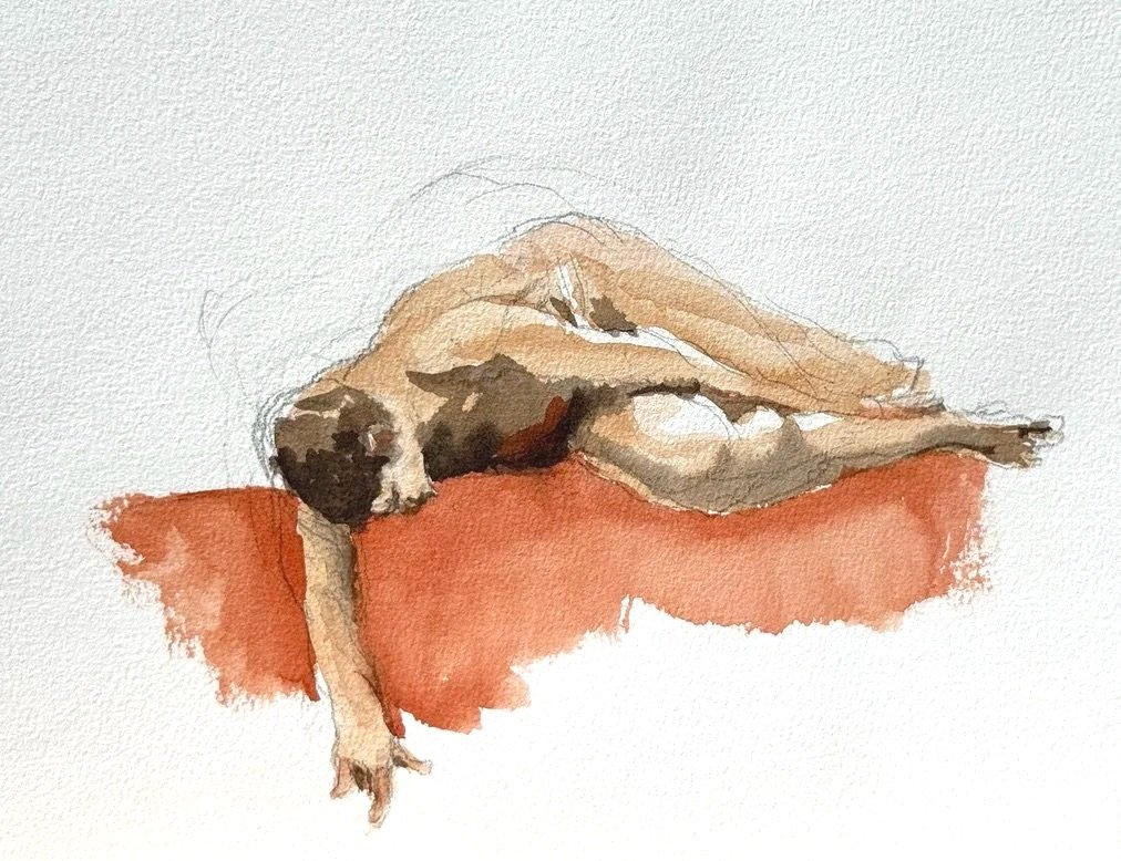 "Jamal on the Edge," 9"x12" watercolor and pencil 2026 $200