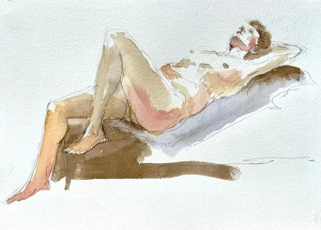 "K," 9"x12" watercolor and pencil 2026 $200