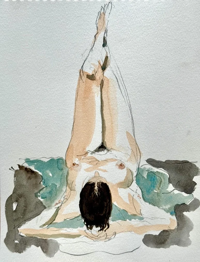 "Natalia Reclining," 9"x12" watercolor and pencil 2025 $200