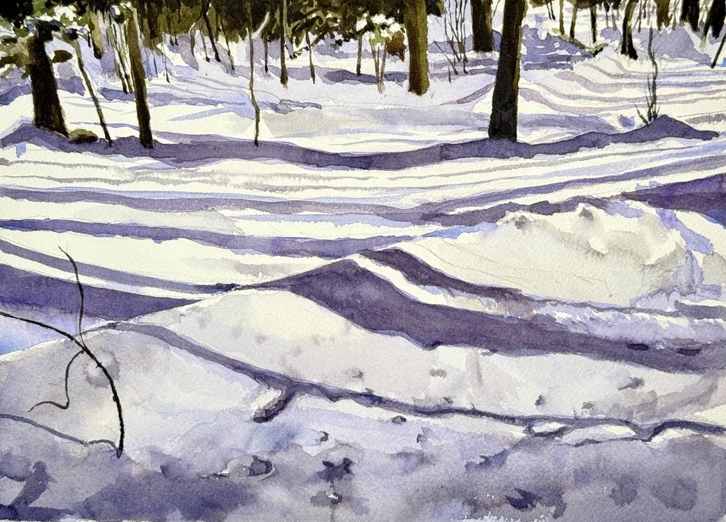 "Fallen Log," 9"x12" watercolor and pencil, 2026 $300