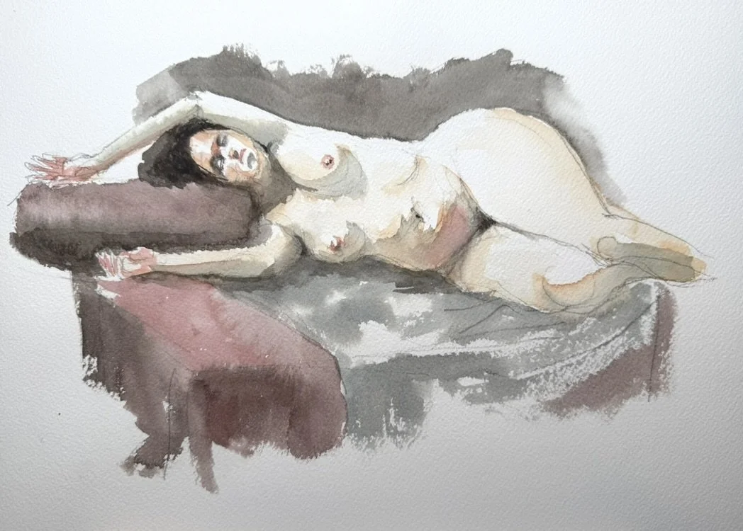 "Sabrina Reclining 1," 9"x12" 2026 $200