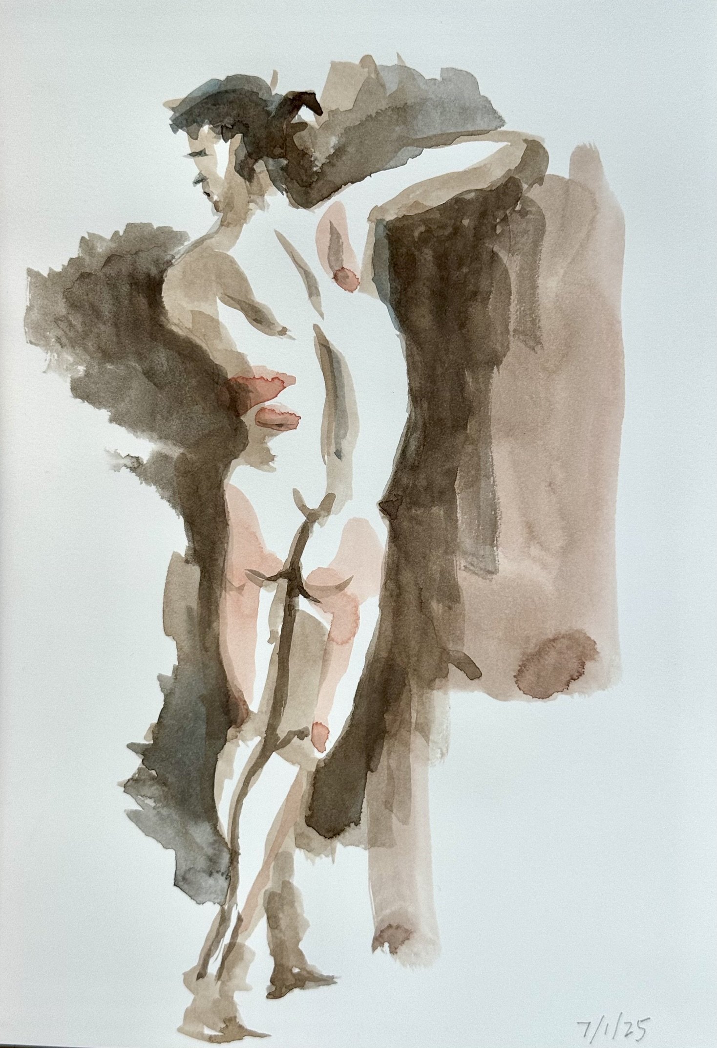 "Ed Standing," 9"x12" ink and wash 2025 $200