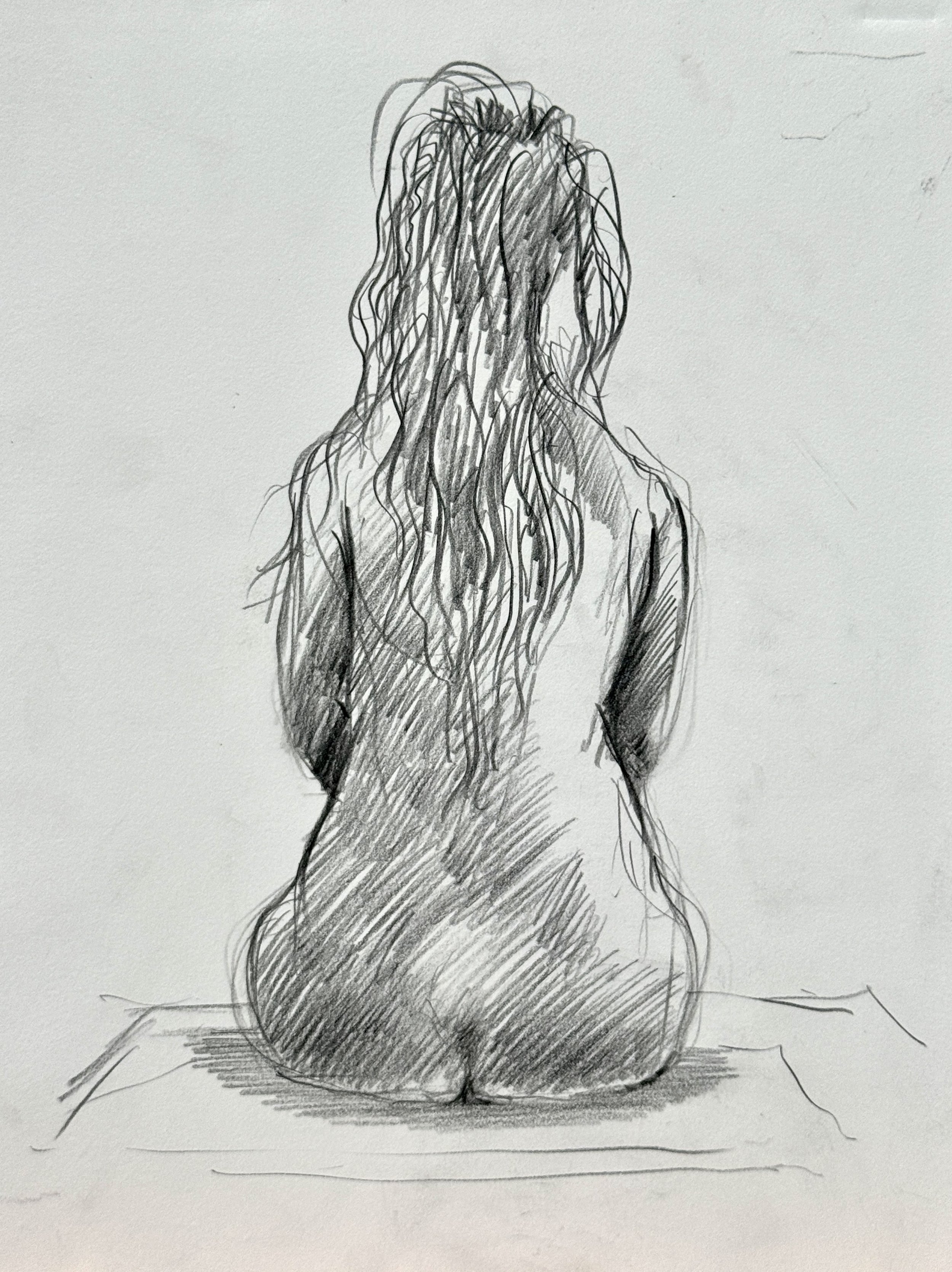 "Jacqui Sitting," 11"x15" pencil, 2024 $150