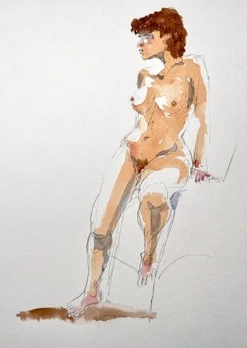 "Tess Perched," 9"x12" watercolor and pencil  2026 $200