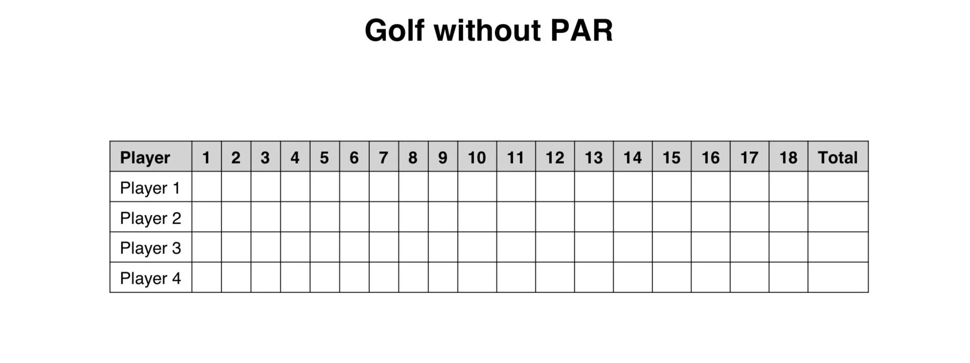 Golf Without Par
