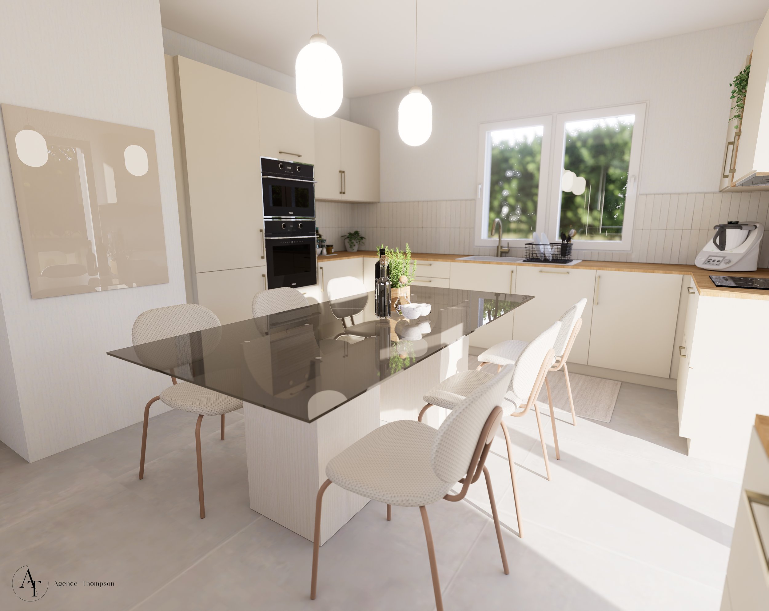 Projection 3D de la cuisine rénovée pour de l'aide à la vente