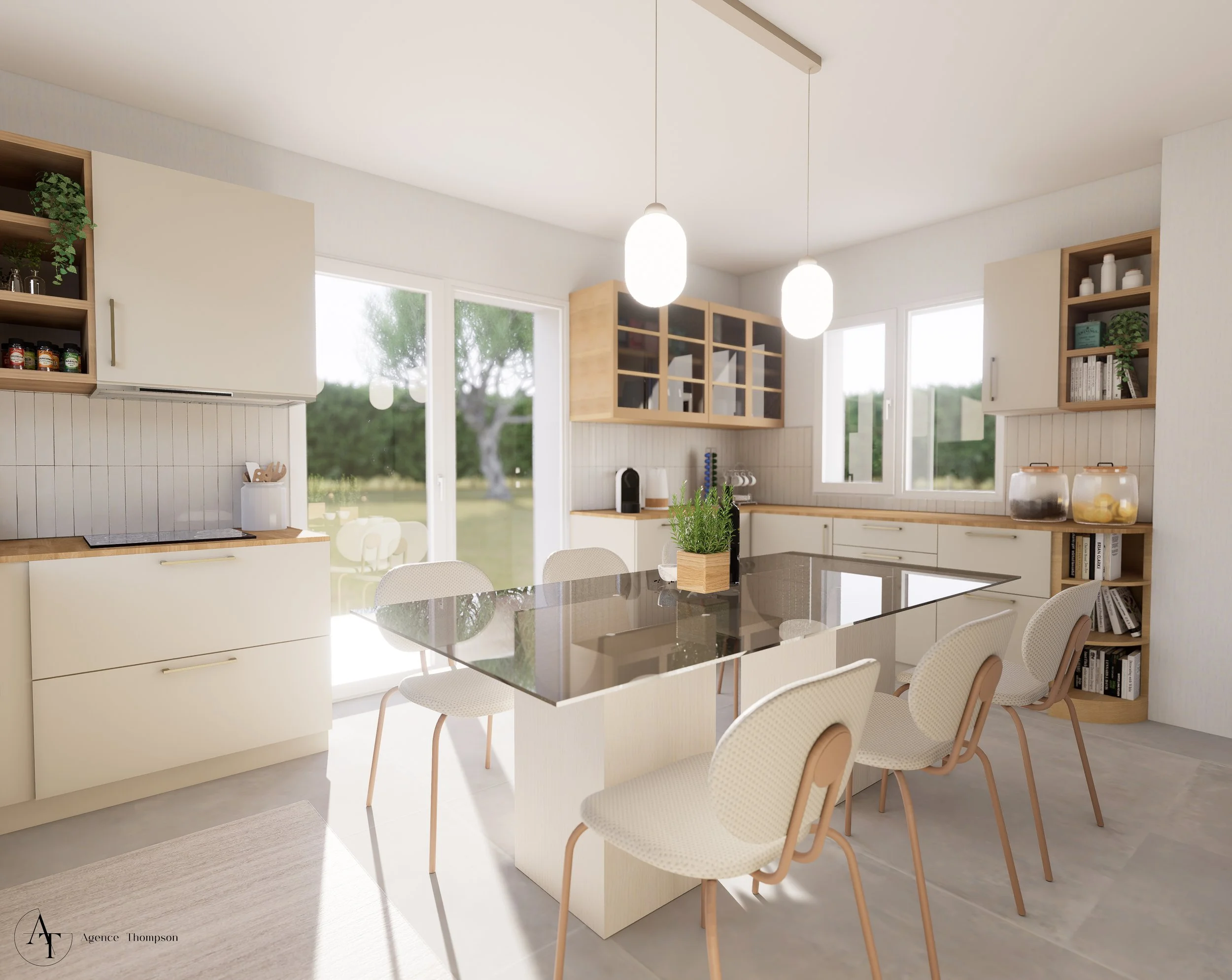 Projection 3D de la cuisine rénovée pour de l'aide à la vente