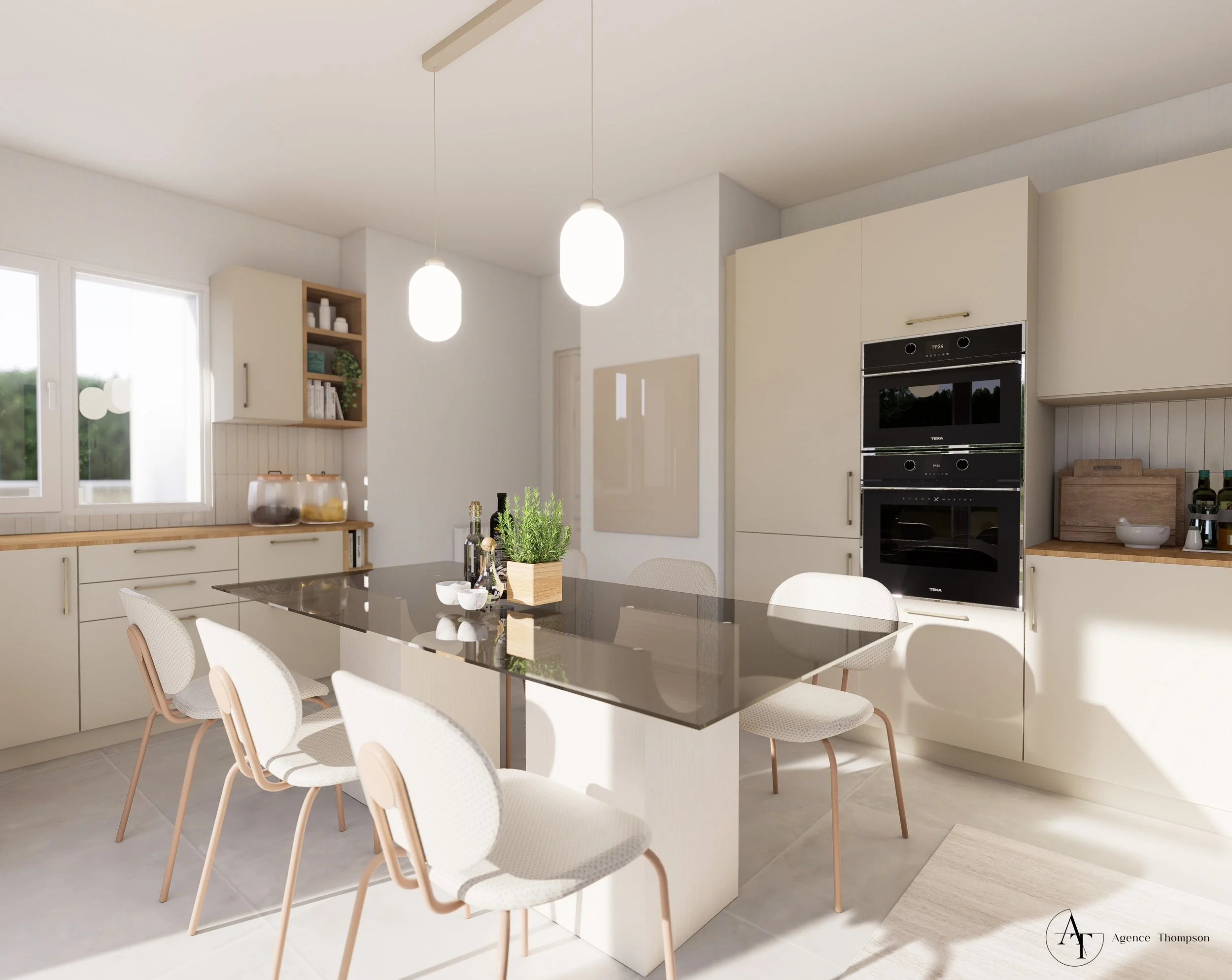 Projection 3D de la cuisine rénovée pour de l'aide à la vente