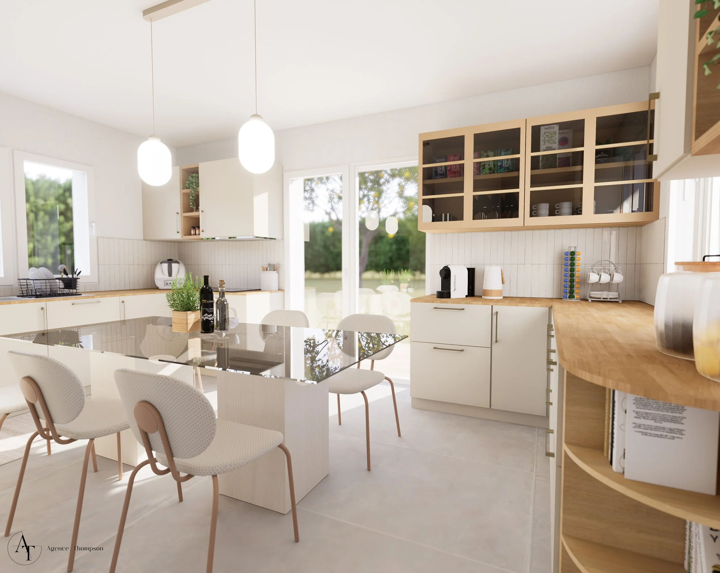 Projection 3D de la cuisine rénovée pour de l'aide à la vente