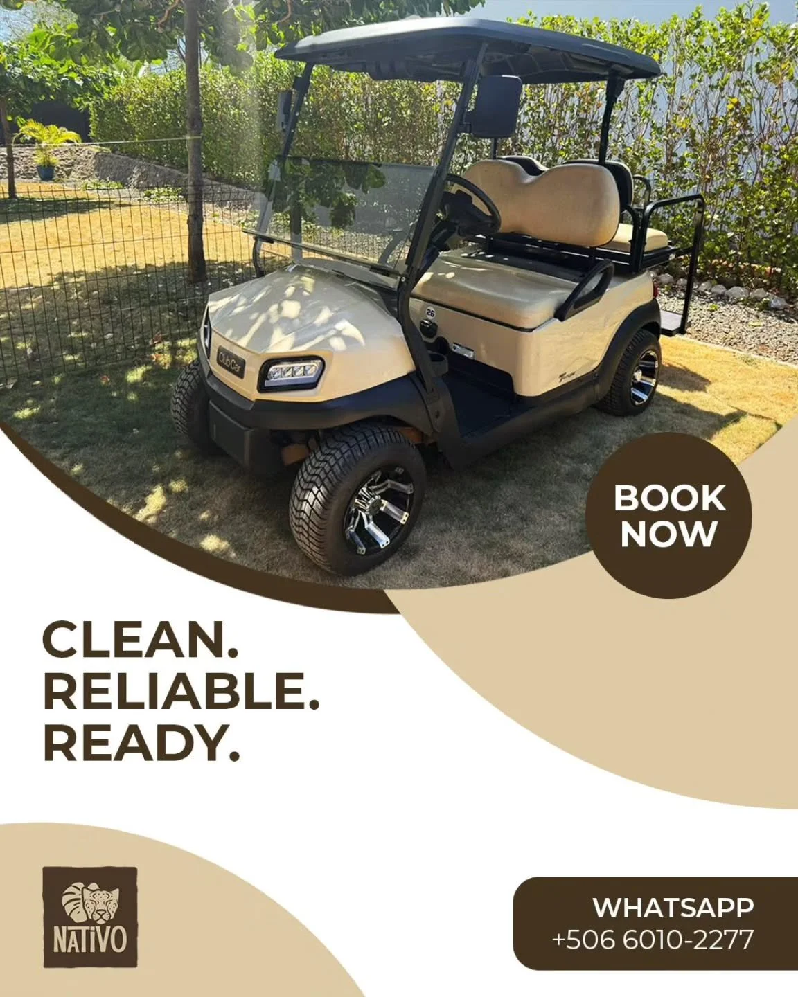 Our fleet is maintained to deliver performance and peace of mind, whether for your stay or your property.Fully servicedReady to driveDelivered to you.
#GolfCart #GolfCartRental #ElectricCart #Mobility#CostaRicaTravel