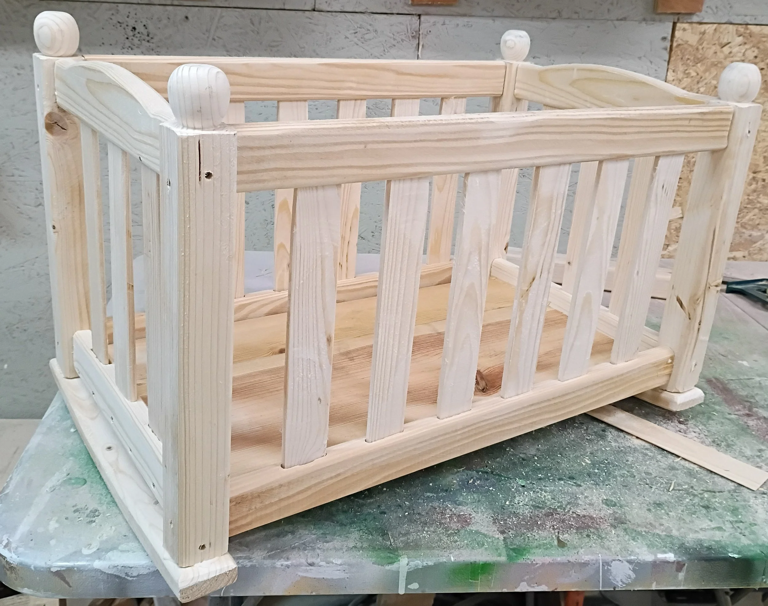 Handcrafted Wooden Rocking Doll Cradle Decor