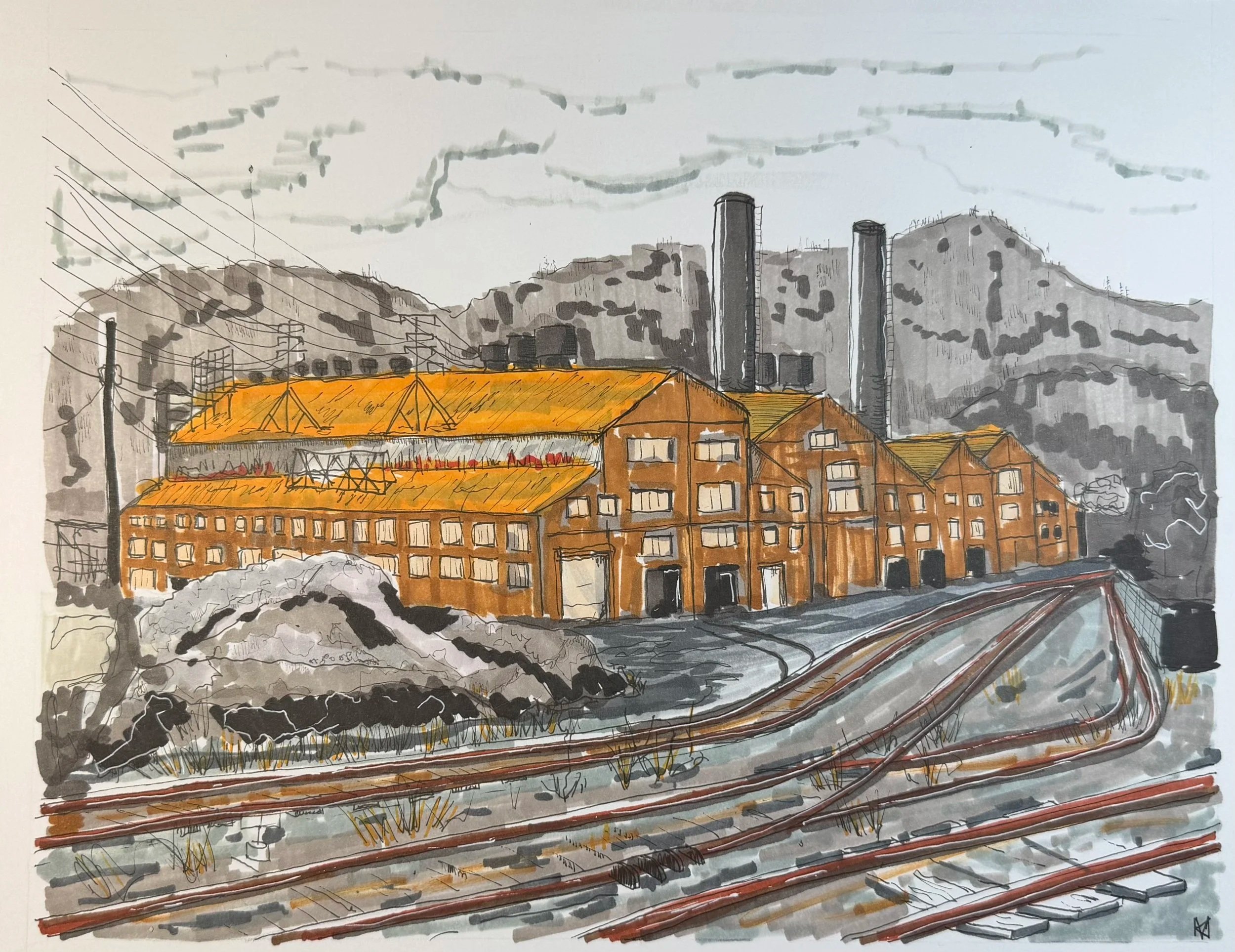 Johnstown, PA factory inspired by a photograph by Michael Radson (@mcradson)