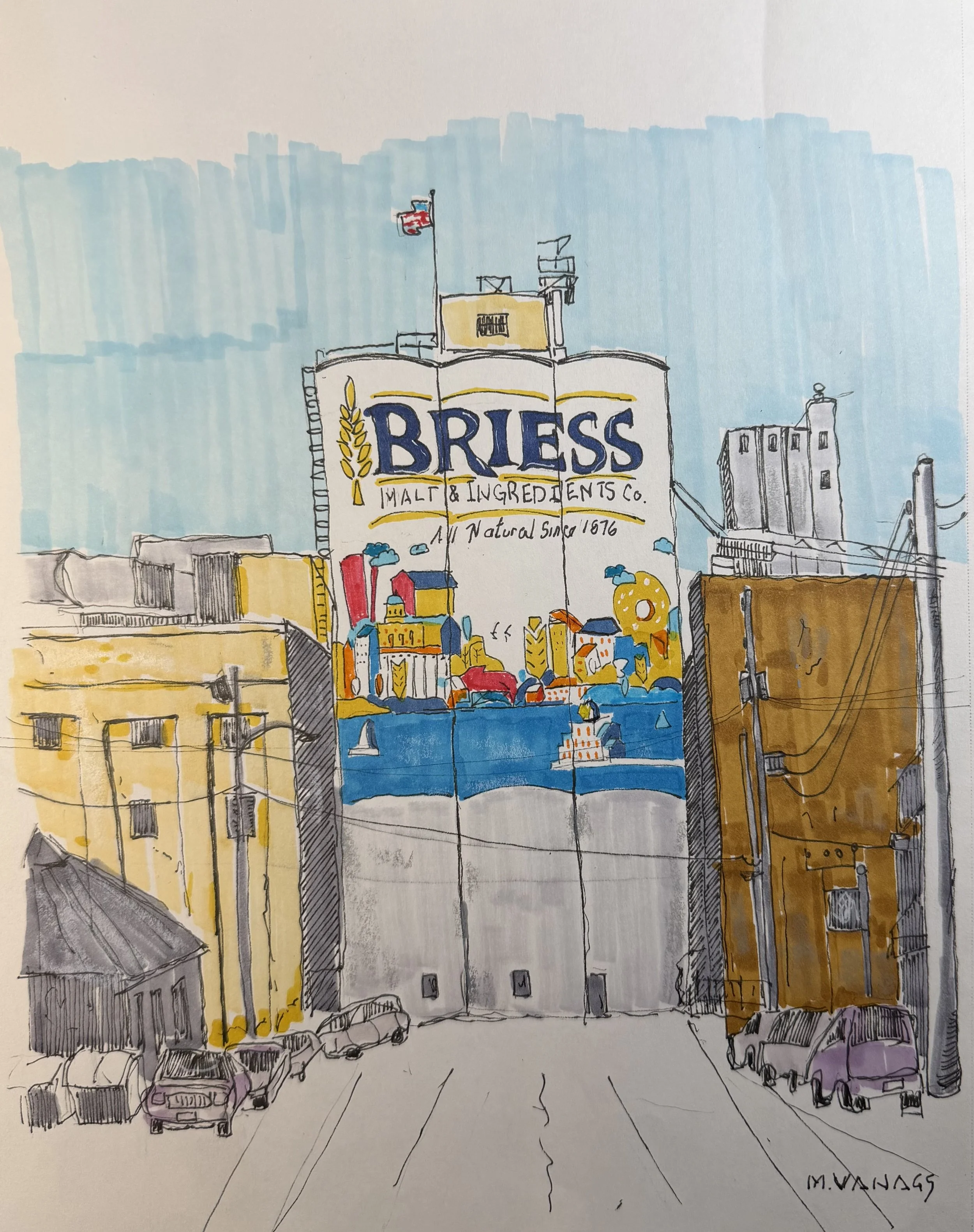 Briess Malt and Ingredients' elevator and processing facility in Manitowoc, Wisconsin. Located on Lake Michigan, it is the largest purveyor of malt ingredients for the Brewing Industry in the USA. 