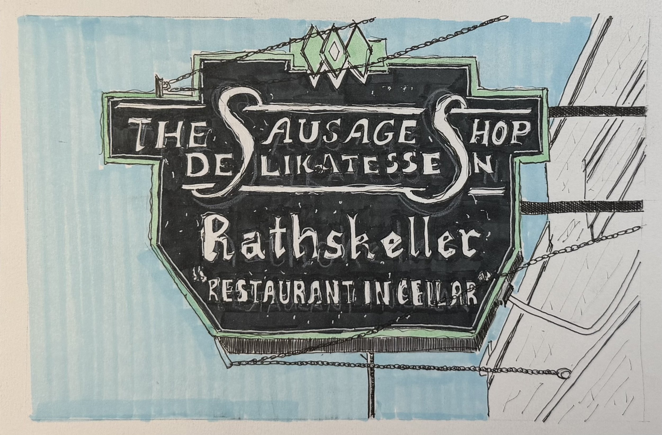The Rathskeller and its adjacent sausage shop were the finest in German cuisine for miles around. No longer in existence and sorely missed. 