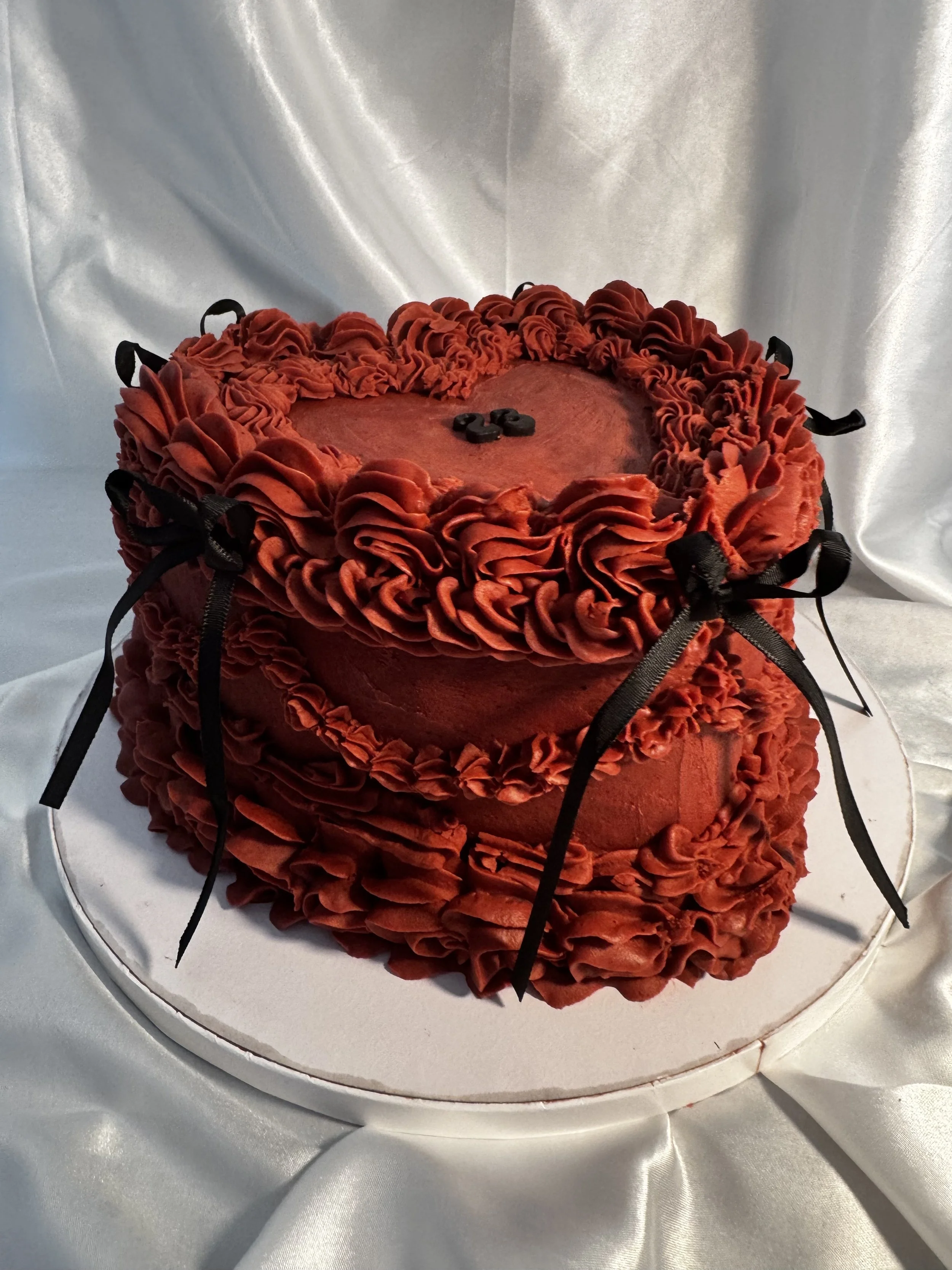 Red Velvet Heart Shaped Vintage Cake