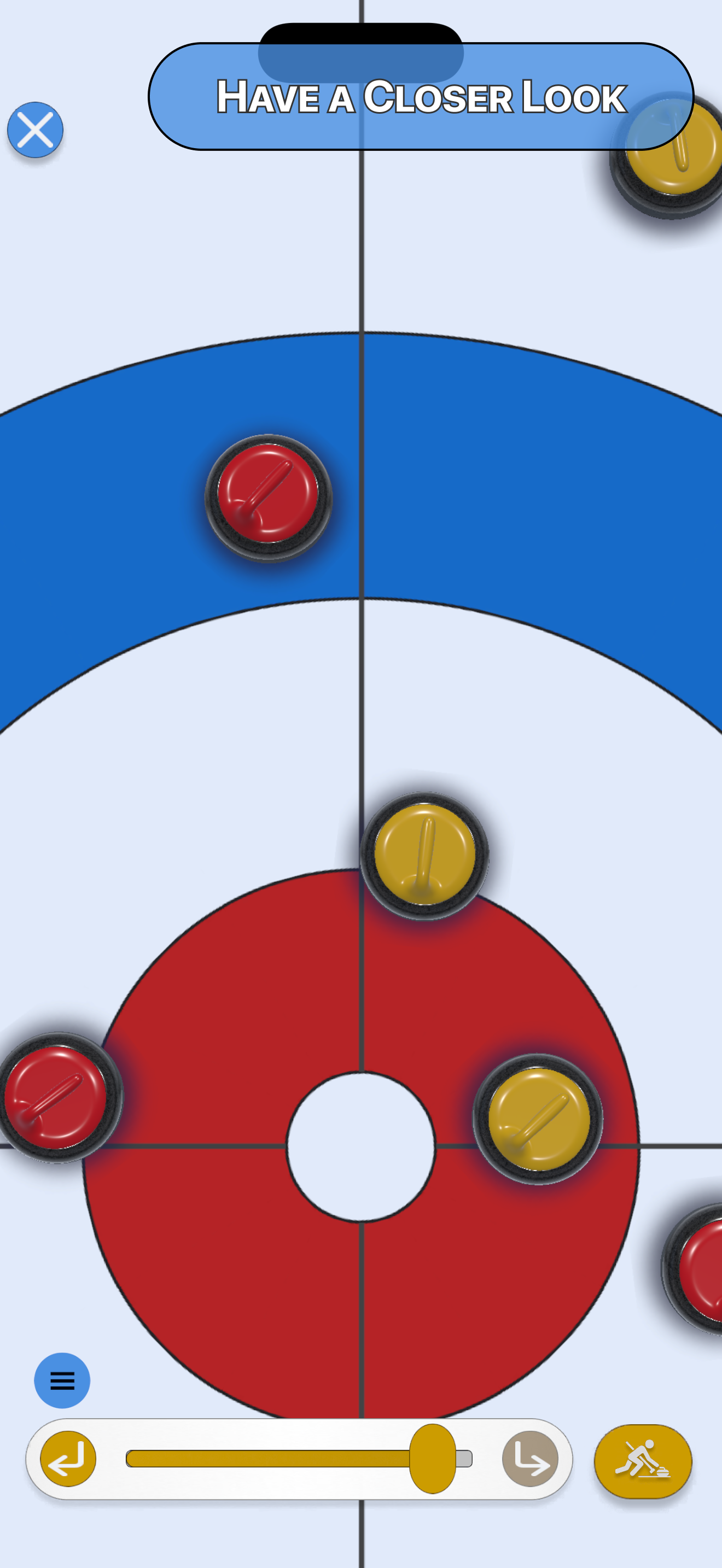 Granite 3 curling screenshot having a close top-down look at the house
