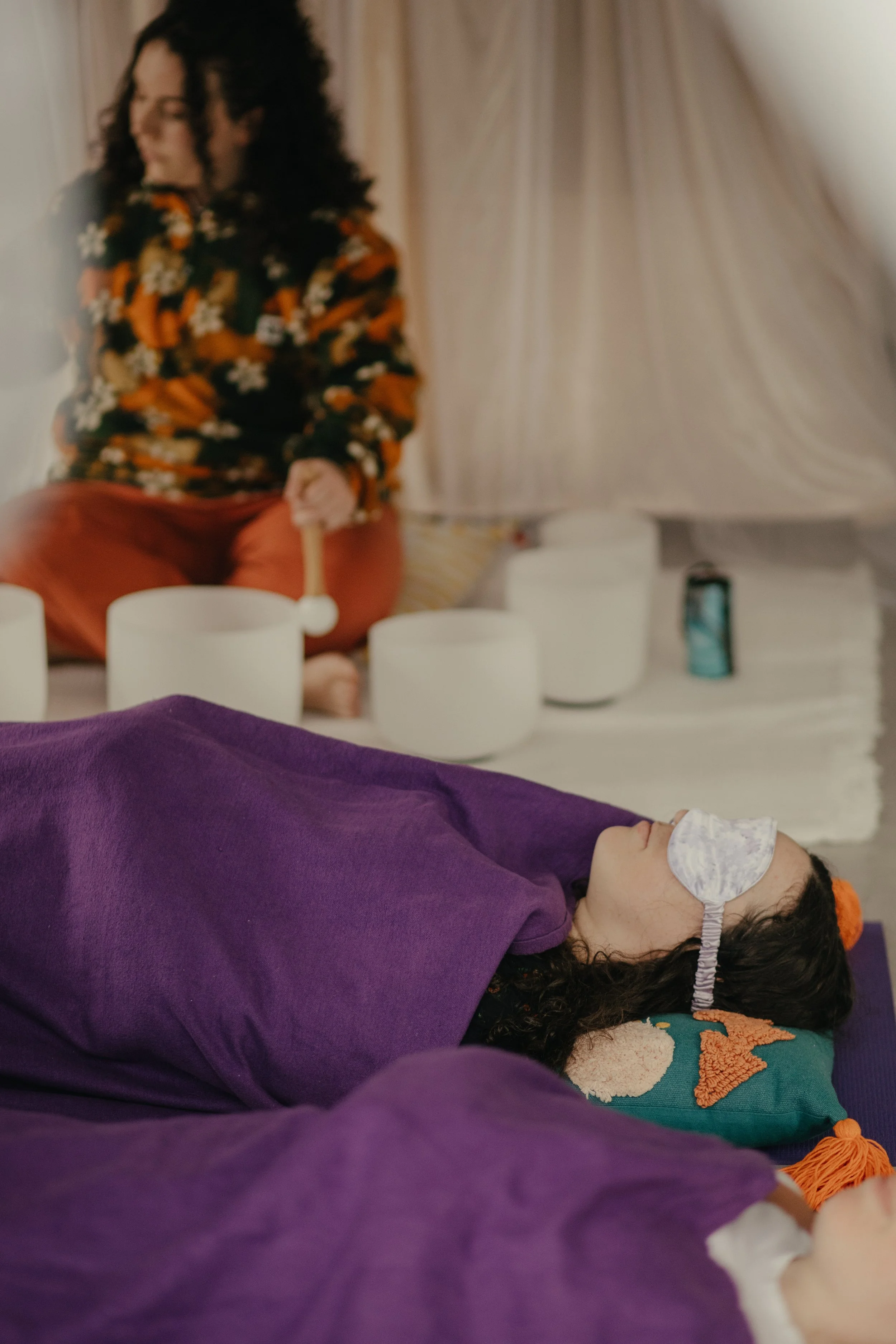 Calm environment created for sound healing and nervous system support