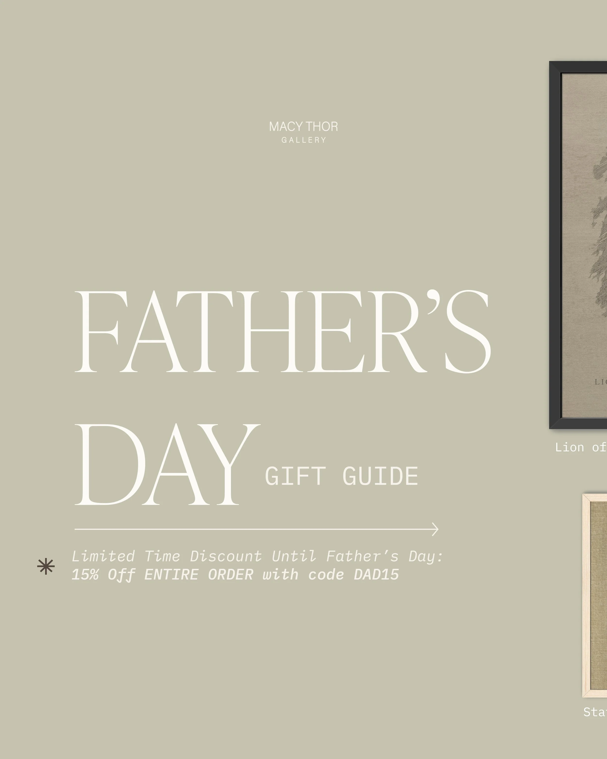 15% Off your ENTIRE ORDER now through Father&rsquo;s Day!! We&rsquo;ve got the perfect gift for your dad this year. Order soon for your gift to come in on time! 🤍🤍